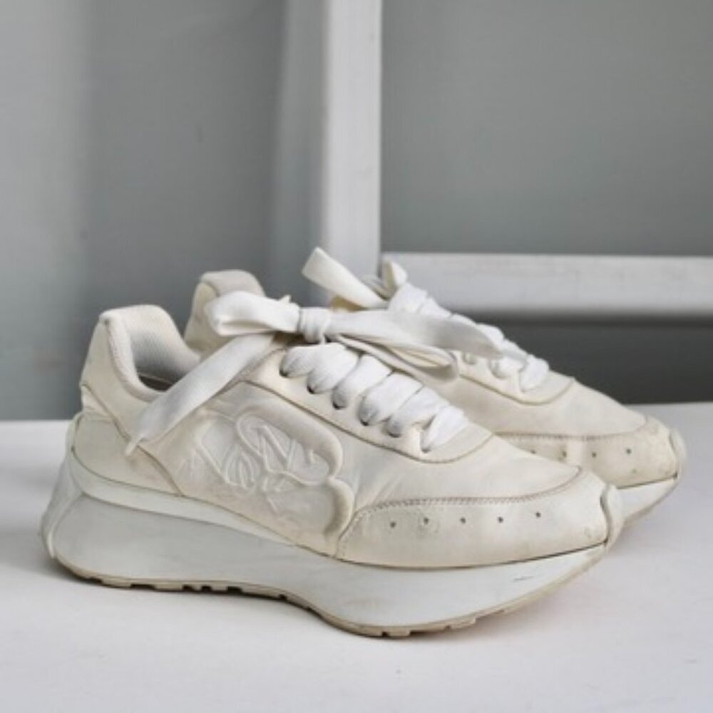 Alexander McQueen Women's White Sprint Runner Low-Top Leather Sneakers sz 36 / 6 - Picture 1 of 14